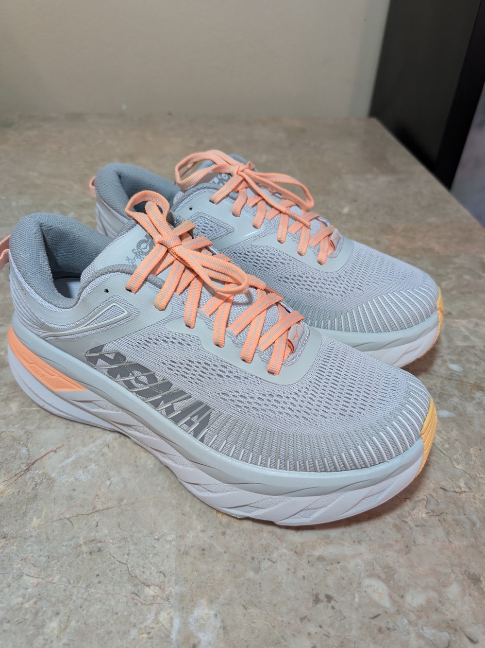 Hoka One One Bondi 7 Wide Shoes Harbor Mist Sharkskin (1110519) Women Size 9.5